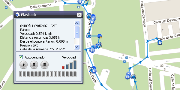 Módulo para reproducir recorridos históricos 